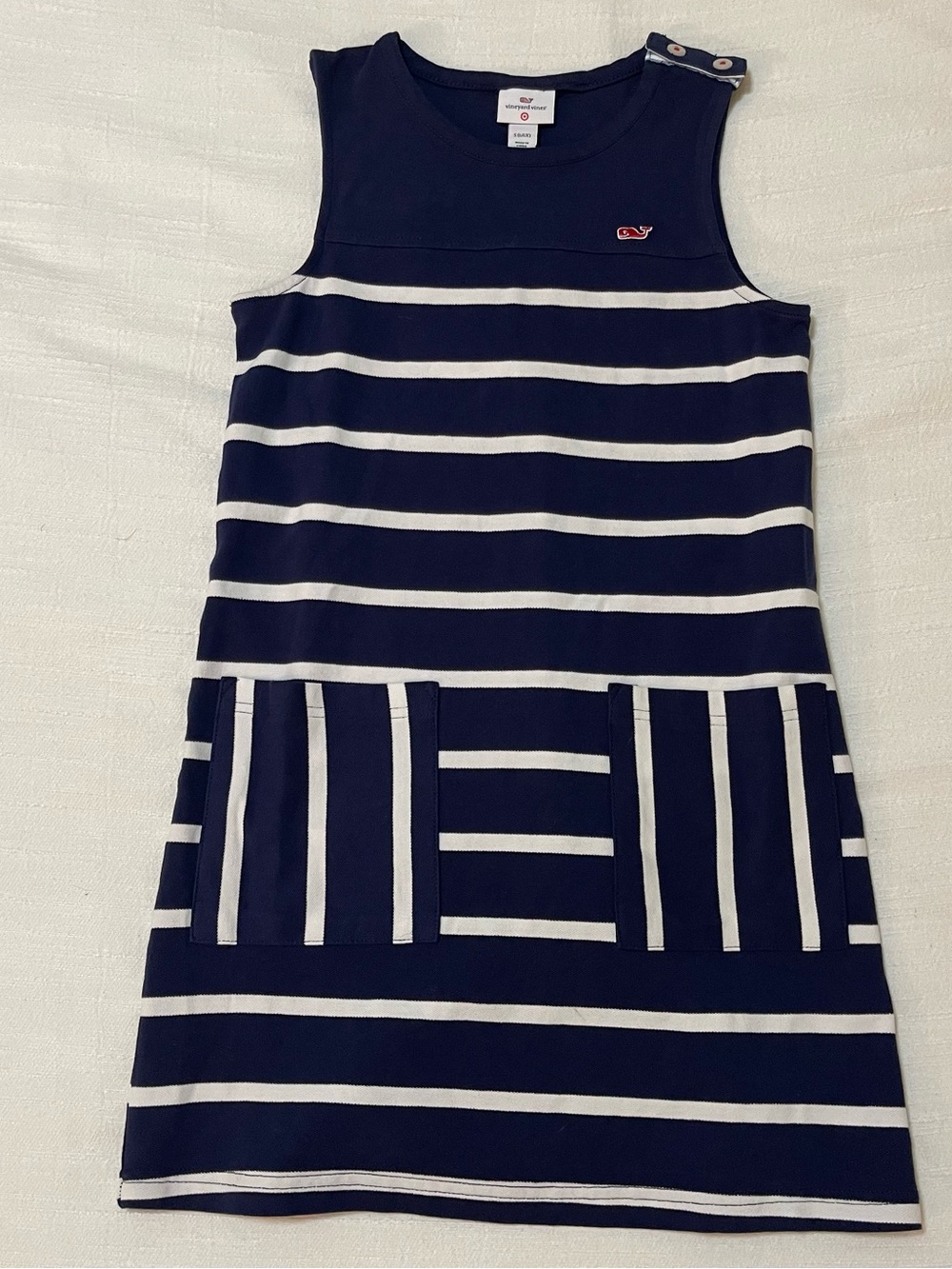 Vineyard Vines NWT Girls' Navy and White Striped Sleeveless Dress